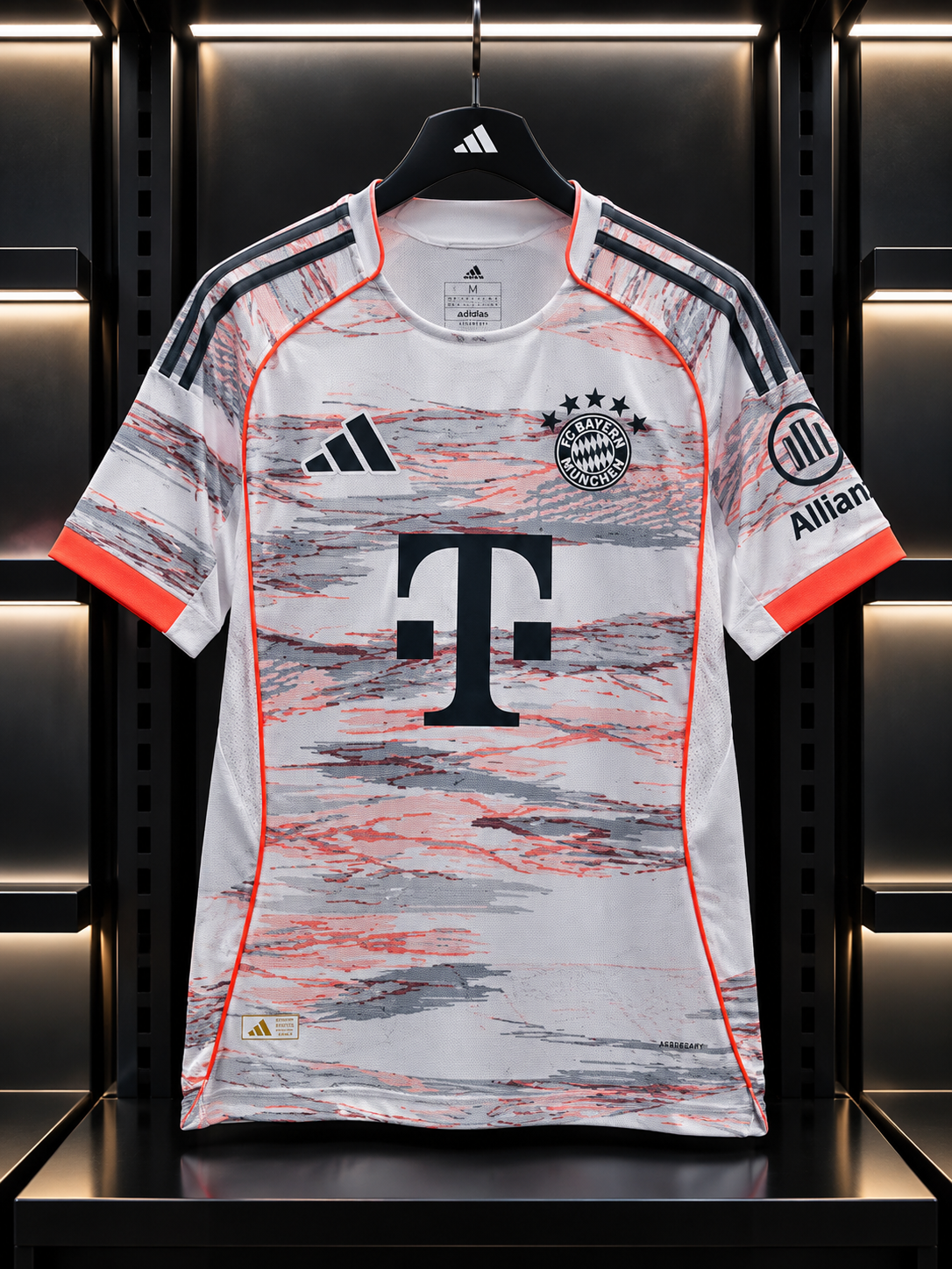 Bayern Munich 2025/26 Away Jersey – White & Coral adidas Football Shirt