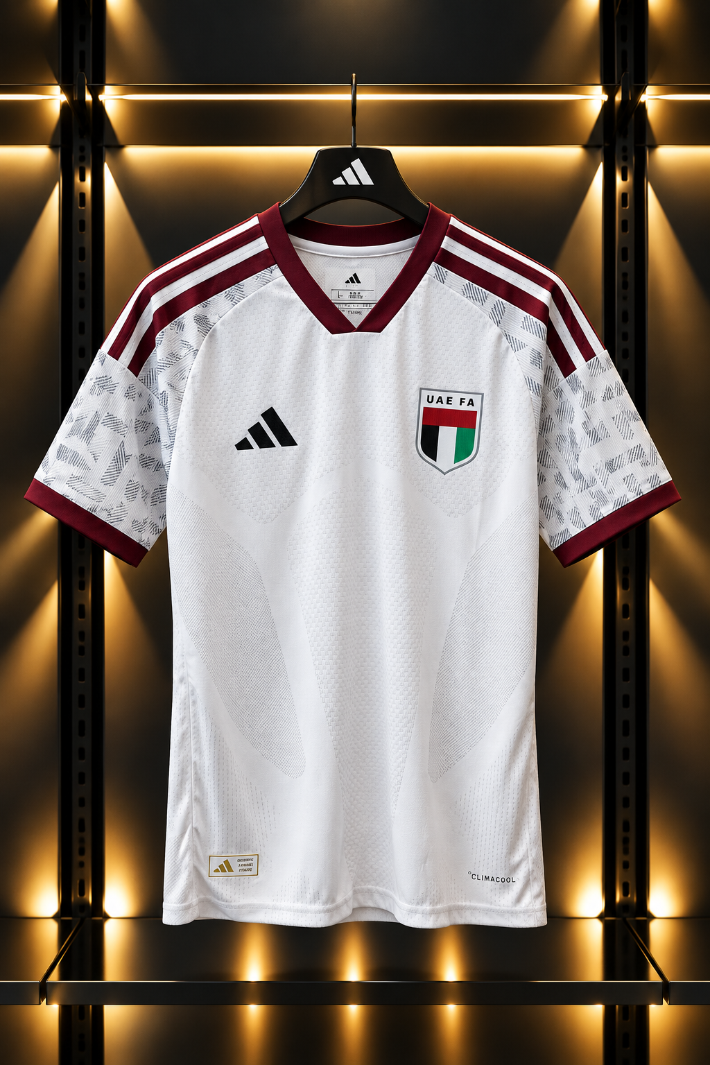 UAE National Team 2024/25 Home Football Jersey – White & Maroon Adidas Soccer Shirt | United Arab Emirates