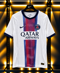 PSG 2023/24 Away Football Jersey – White & Red/Blue