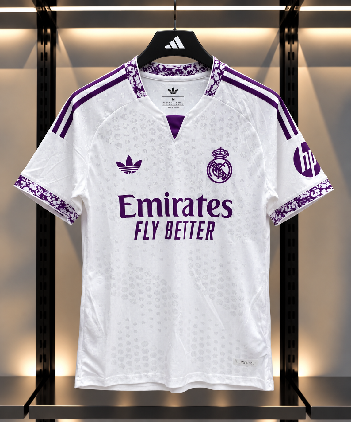 Real Madrid White & Purple Football Jersey – Emirates Fly Better