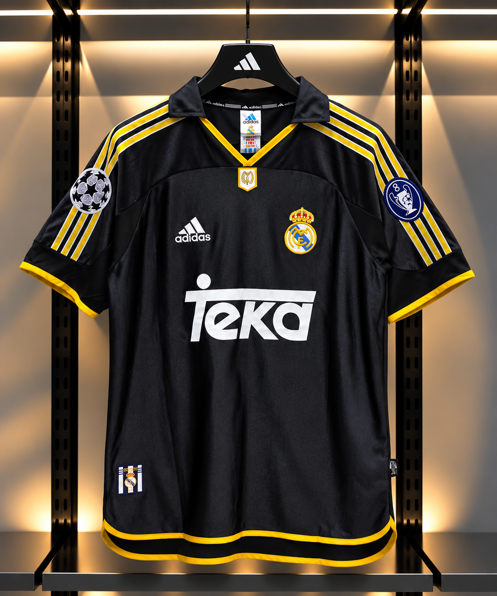 Real Madrid 1999/2000 Away Football Jersey – Black & Gold