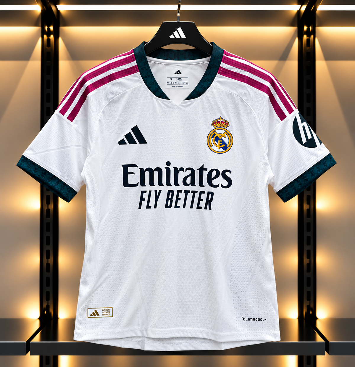 2024/2025 Real Madrid Home Football Jersey – White, Teal & Magenta