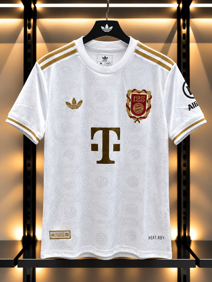2025/2026 Bayern Munich 125th Anniversary Football Jersey – White & Gold
