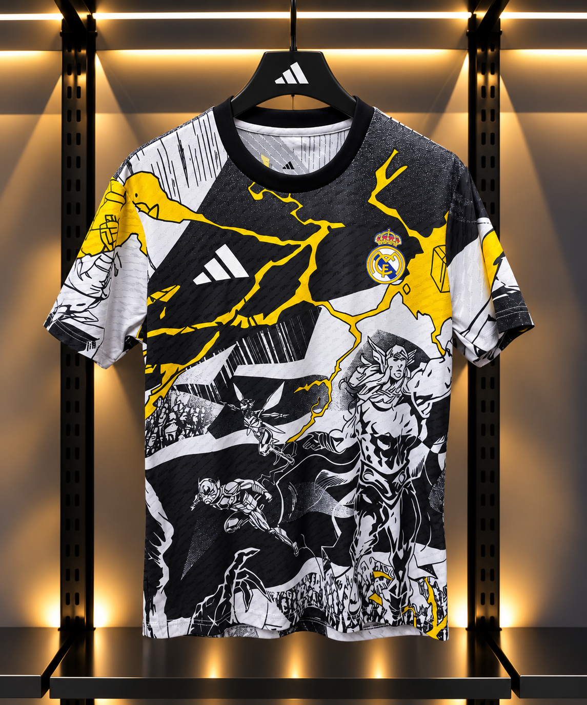 Real Madrid Marvel-Inspired Black & Yellow Football Jersey