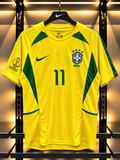 Brazil 2002 World Cup Home Jersey #11 – Yellow & Green
