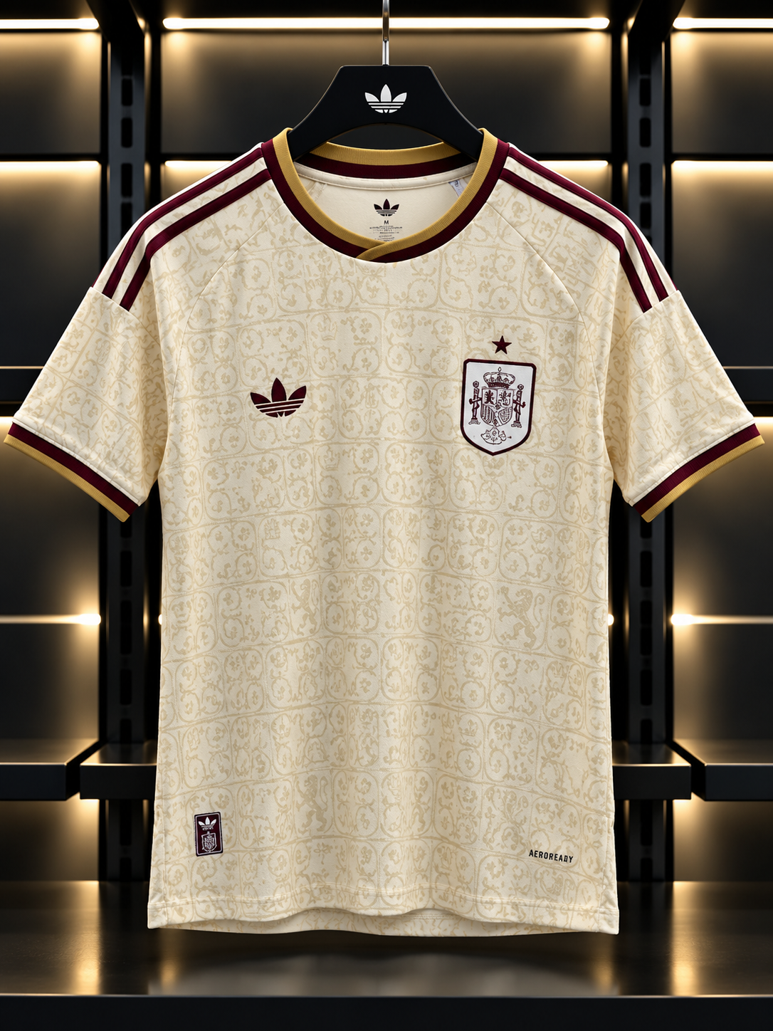 Spain 2024 Away Jersey – Cream & Burgundy adidas Football Shirt