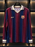 FC Barcelona Retro Long Sleeve Jersey – Maroon & Navy Vintage Football Shirt