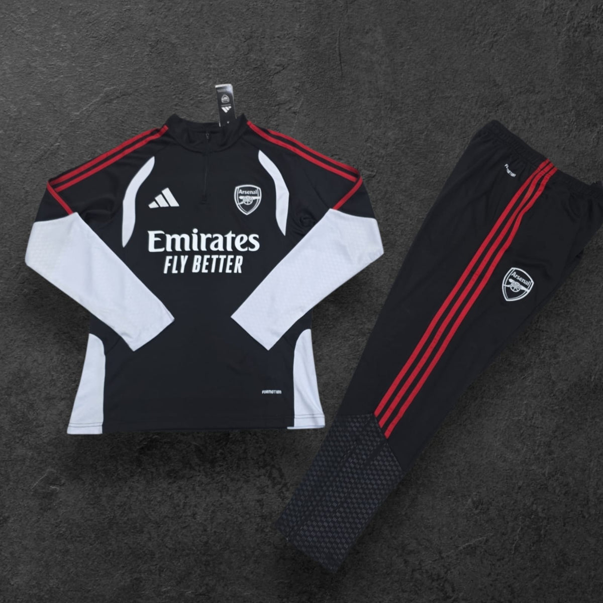Arsenal Training Tracksuit – Black/White/Red, Adidas, Emirates sponsor