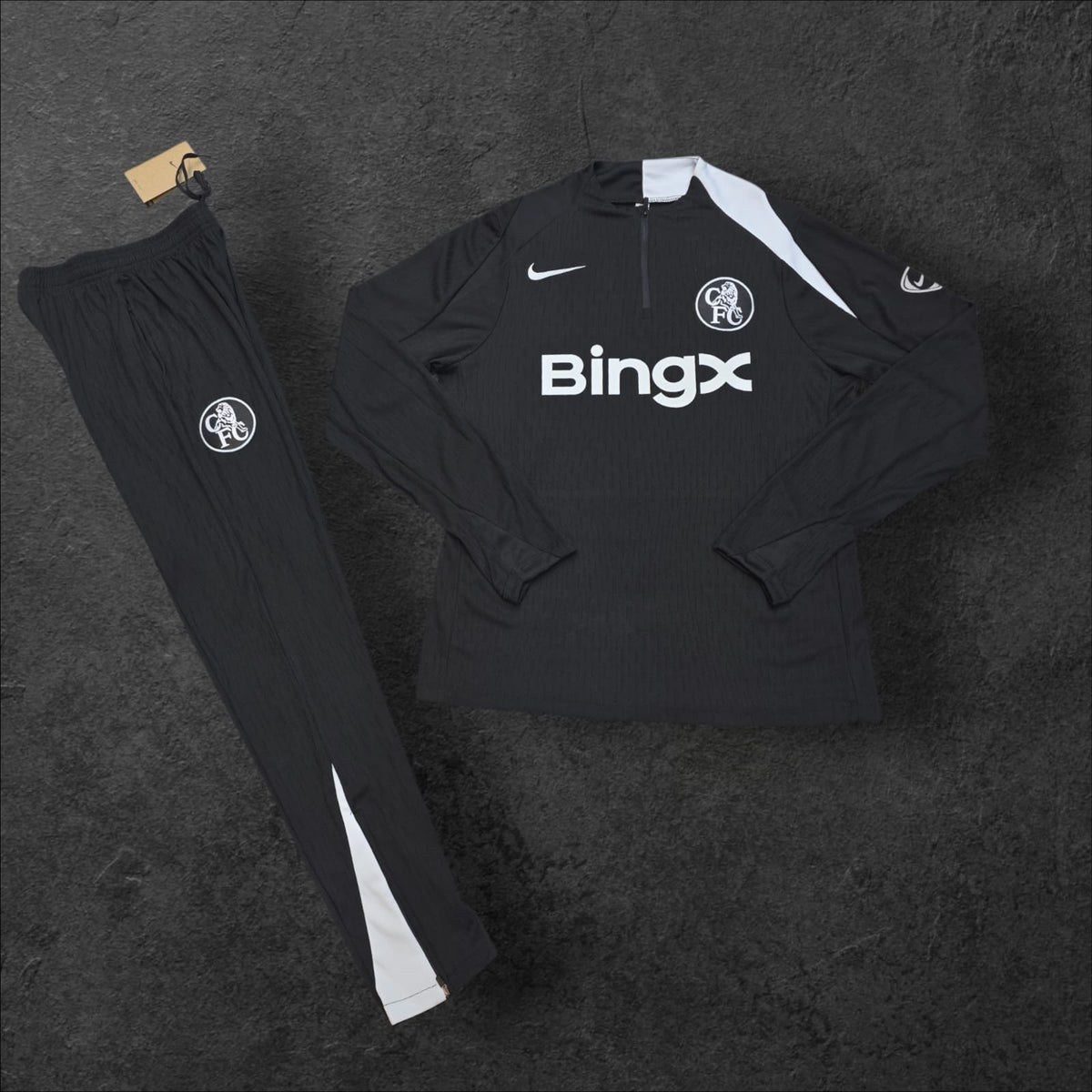 Chelsea Training Tracksuit – Black/White, Nike, BingX sponsor