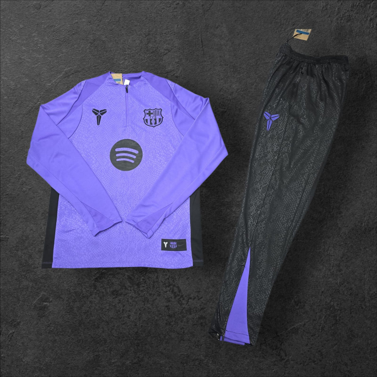 FC Barcelona x Kobe/Mamba Training Tracksuit – Purple/Black Snakeskin, Nike, Spotify sponsor