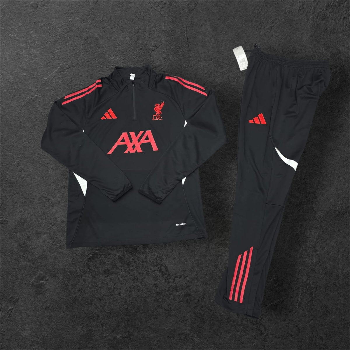 Liverpool Training Tracksuit – Black/Red, Adidas, AXA sponsor